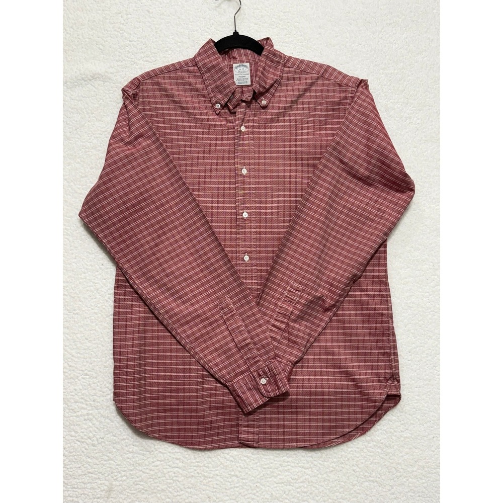 Brooks Brothers Regent Fit Plaid Button Down Shirt Mens Size 16/36 Red White